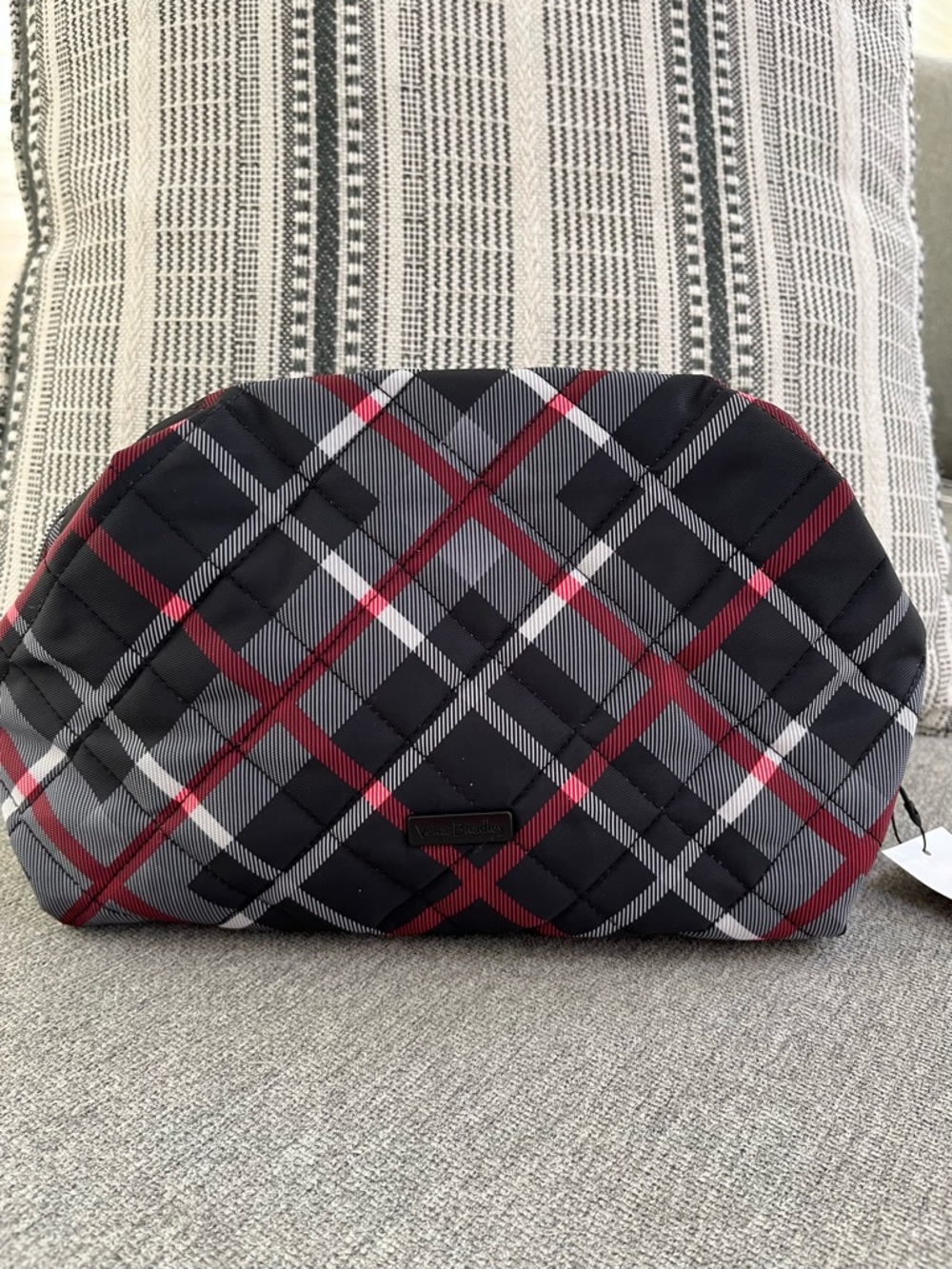 Vera Bradley NWT Large Cosmetic Bag Paris Plaid Holiday Gift Travel Easy Care